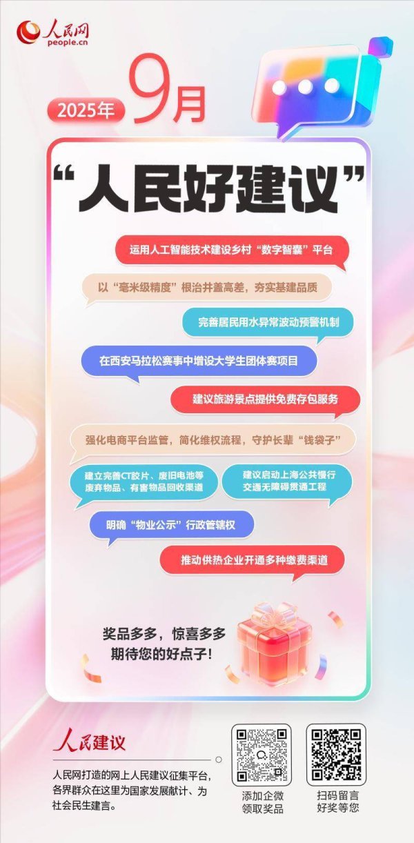 启天配资 “人民好建议” 9 月榜单出炉 附完整获奖名单